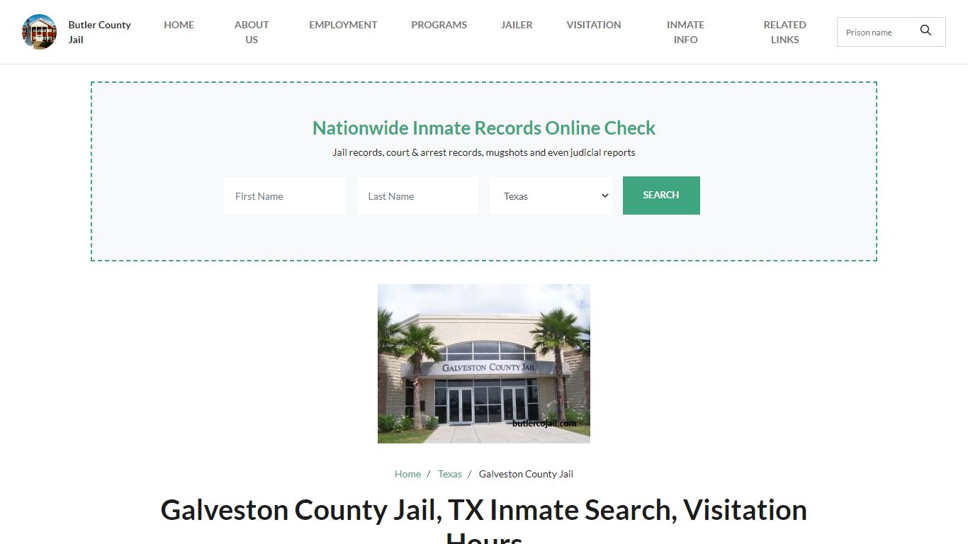 Galveston County Jail, TX Inmate Search, Visitation Hours